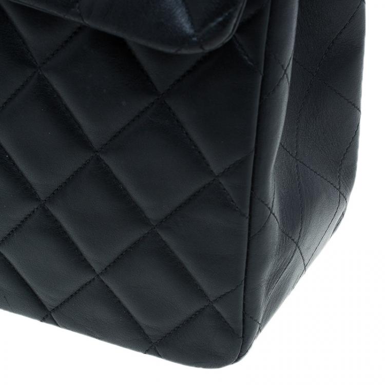 Pre Owned Chanel Black Quilted Lambskin Maxi Vintage Classic Single Flap Bag