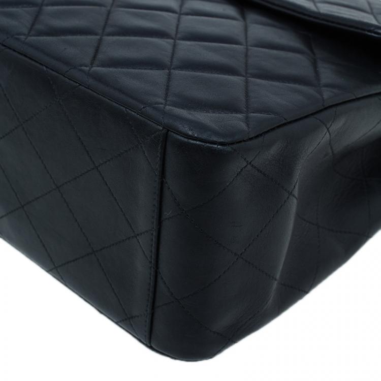 Pre Owned Chanel Black Quilted Lambskin Maxi Vintage Classic Single Flap Bag