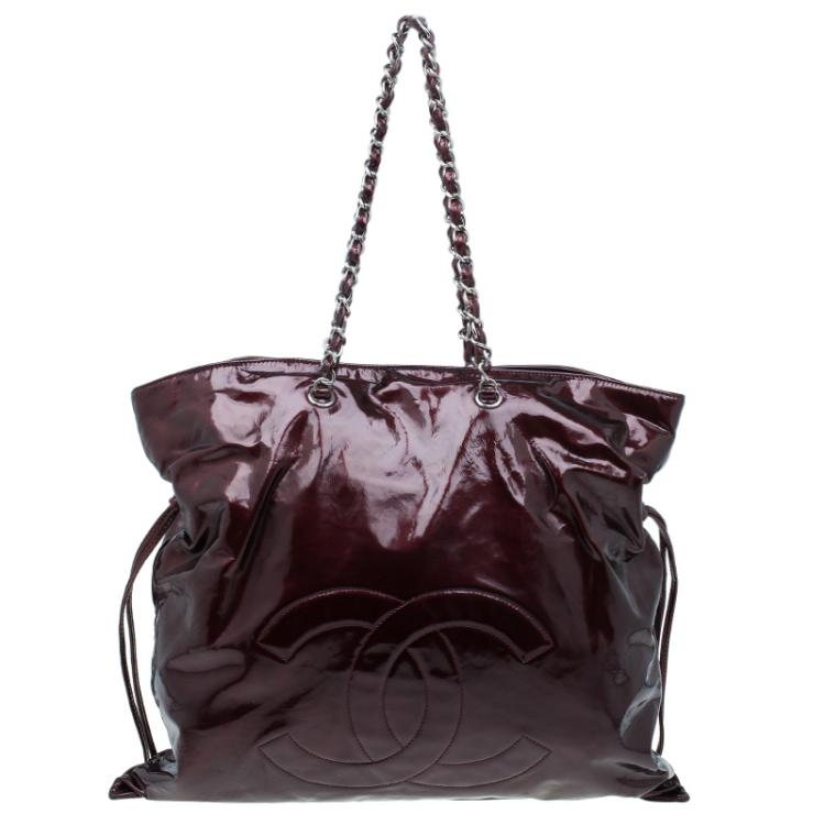 Chanel Burgundy Patent Leather Bon Bon Tote Bag Chanel