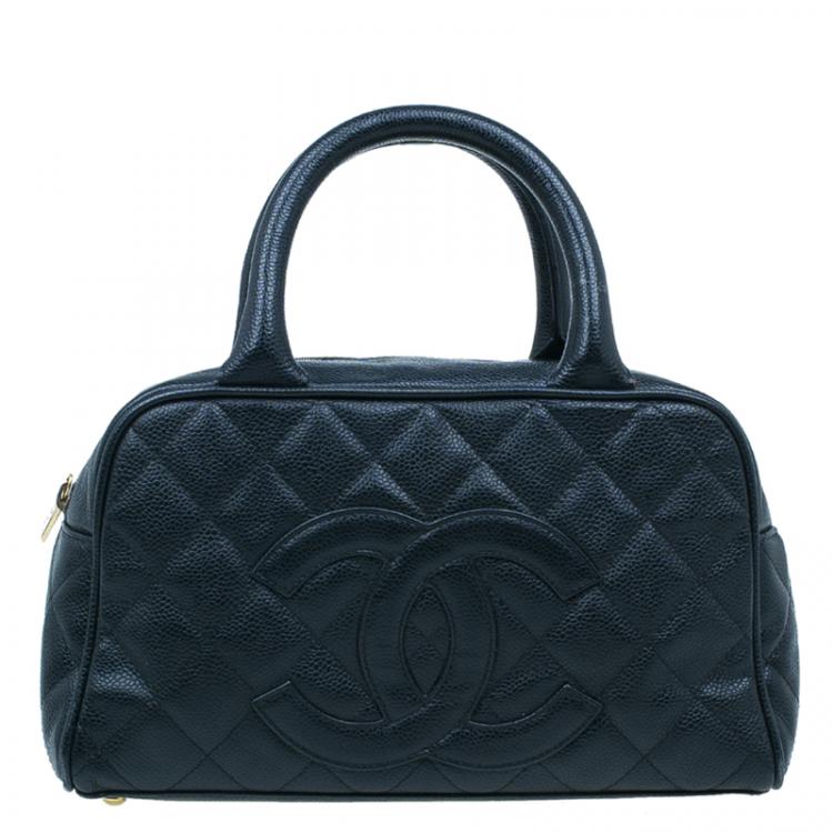 CHANEL, Bags, Chanel Embossed Logo Quilted Bowler Handbag