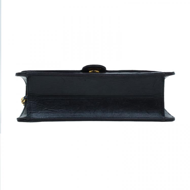 Pre Owned Chanel Black Lambskin Single Flap Shoulder Bag
