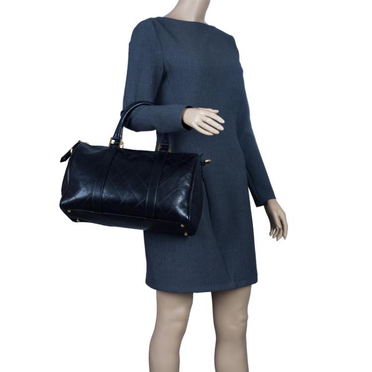 Pre Owned Chanel Black Calfskin Leather Boston Bag