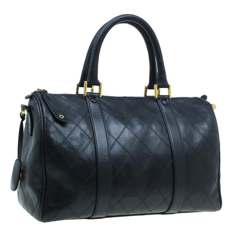 Pre Owned Chanel Black Calfskin Leather Boston Bag