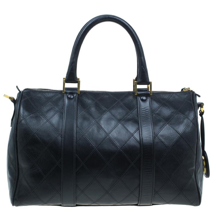 Pre Owned Chanel Black Calfskin Leather Boston Bag
