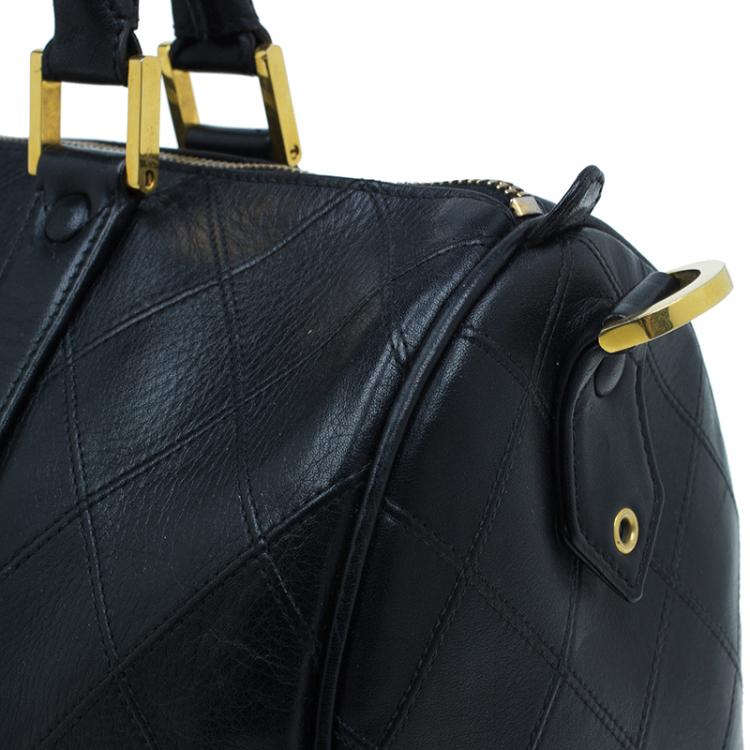 Pre Owned Chanel Black Calfskin Leather Boston Bag