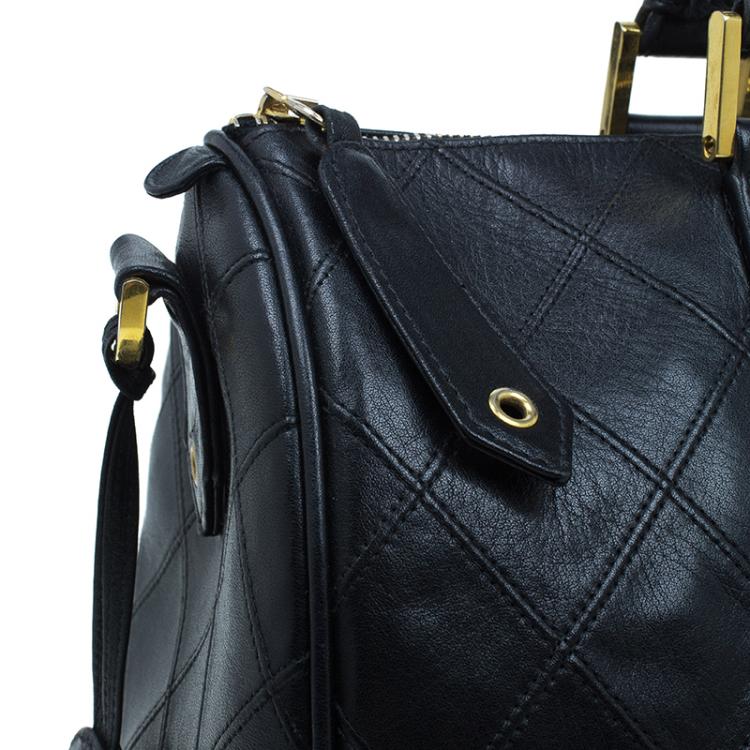 Pre Owned Chanel Black Calfskin Leather Boston Bag