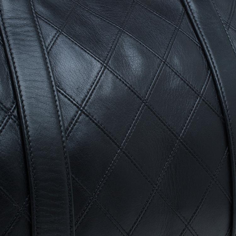 Pre Owned Chanel Black Calfskin Leather Boston Bag