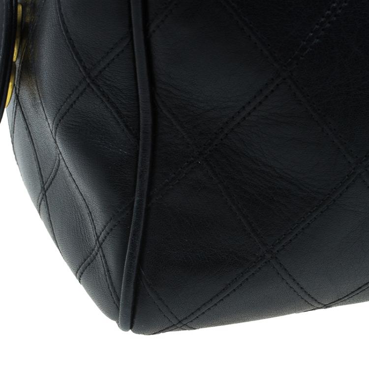Pre Owned Chanel Black Calfskin Leather Boston Bag