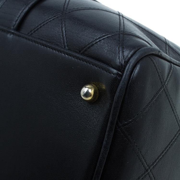 Pre Owned Chanel Black Calfskin Leather Boston Bag