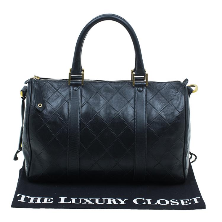 Pre Owned Chanel Black Calfskin Leather Boston Bag
