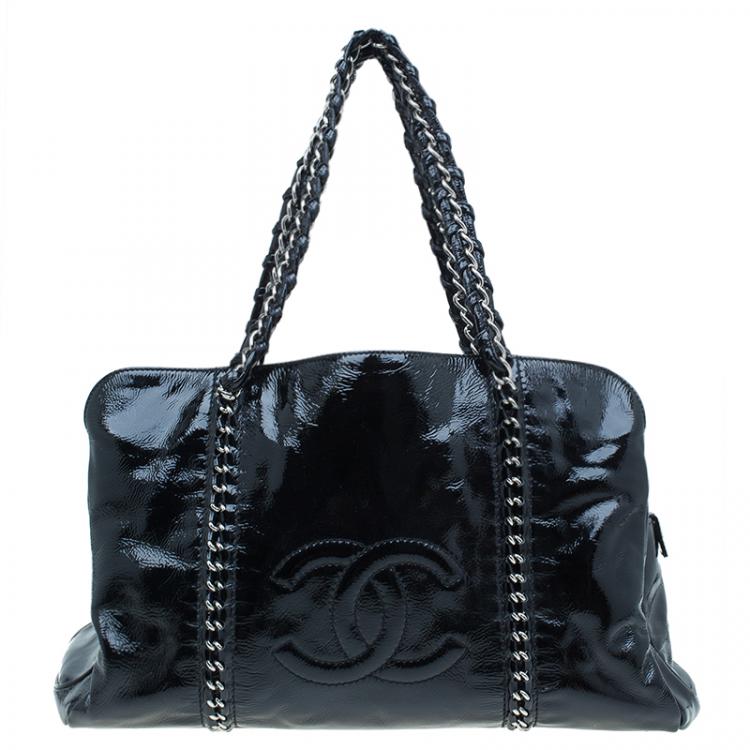 Chanel Black Patent Leather Modern Chain Tote Chanel