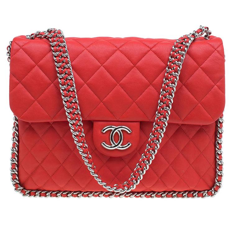 Chanel Chevron Single Seasonal Flap Red Calfskin - Luxe Du Jour