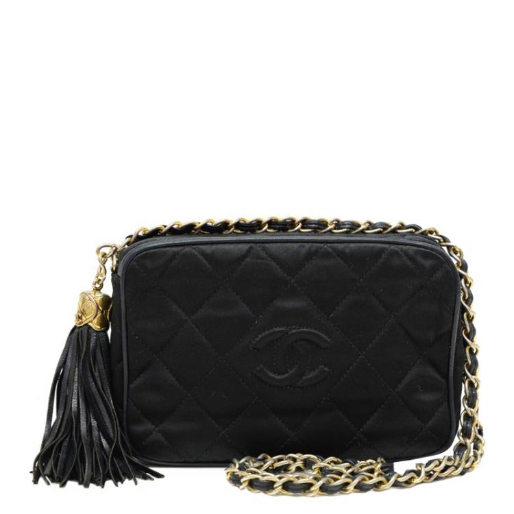 Chanel Vintage Black Quilted Satin CC Tassel Shoulder Bag Chanel | The  Luxury Closet
