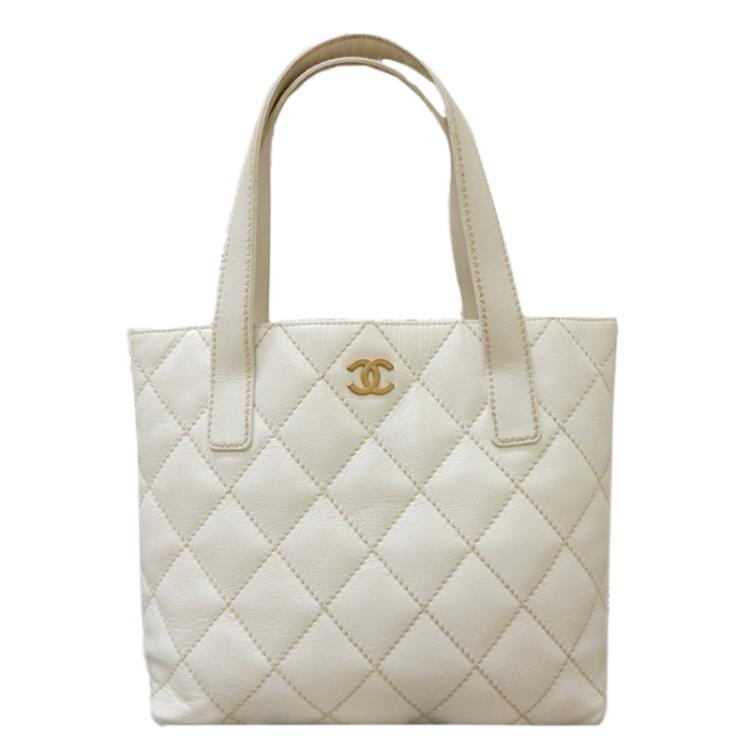 Chanel White Quilted Lambskin Small Wild Stitch Tote Chanel | The Luxury  Closet