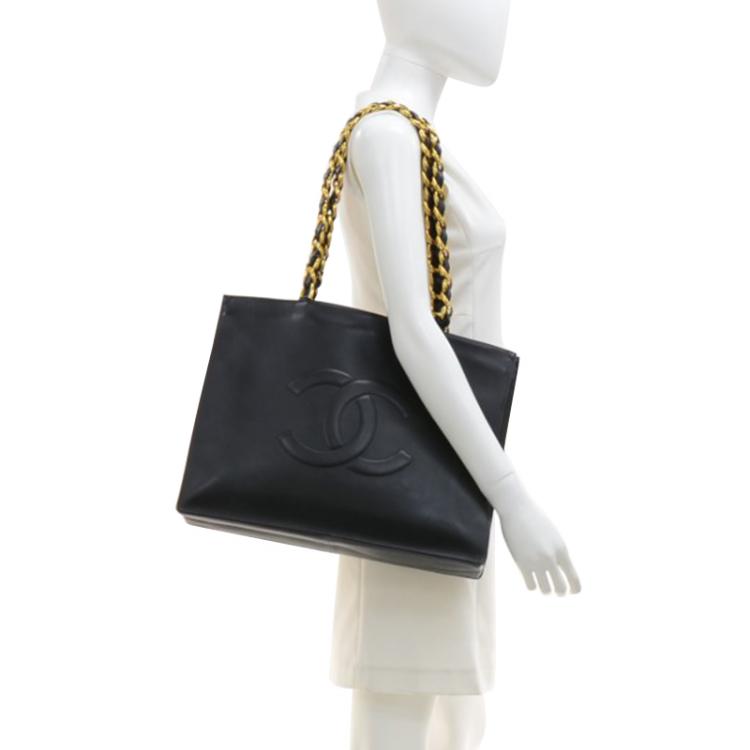 Chanel Black Leather Jumbo XL Shopping Tote Chanel