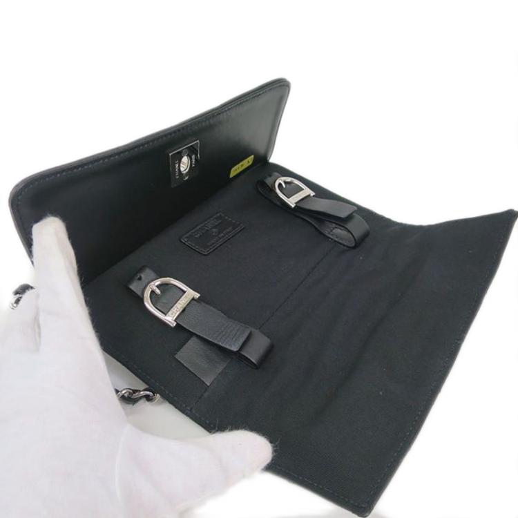 Pre Owned Chanel Black Lambskin Umbrella Case Single Flap Bag