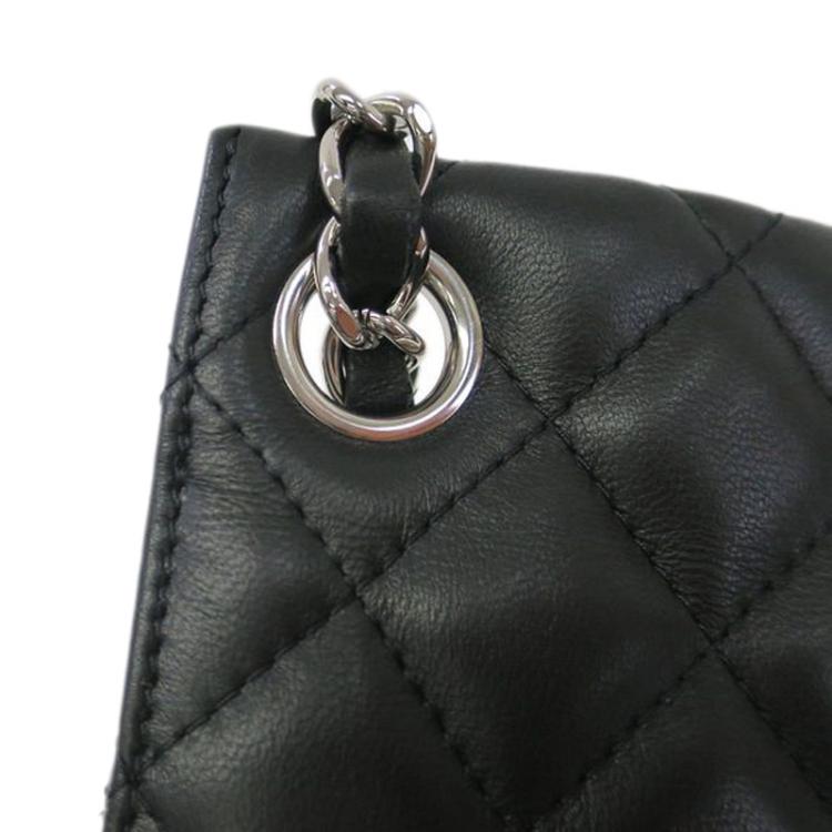 Pre Owned Chanel Black Lambskin Umbrella Case Single Flap Bag