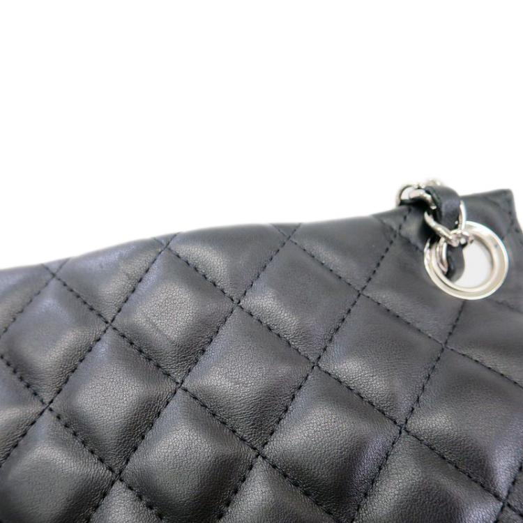 Pre Owned Chanel Black Lambskin Umbrella Case Single Flap Bag