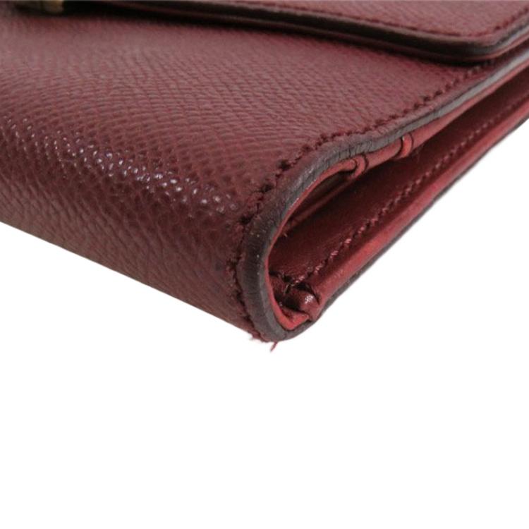 Pre Owned Chanel Burgundy Leather CC Bi-Fold Wallet