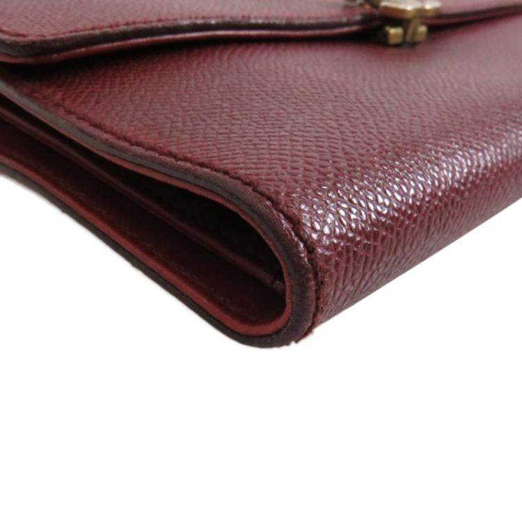 Pre Owned Chanel Burgundy Leather CC Bi-Fold Wallet