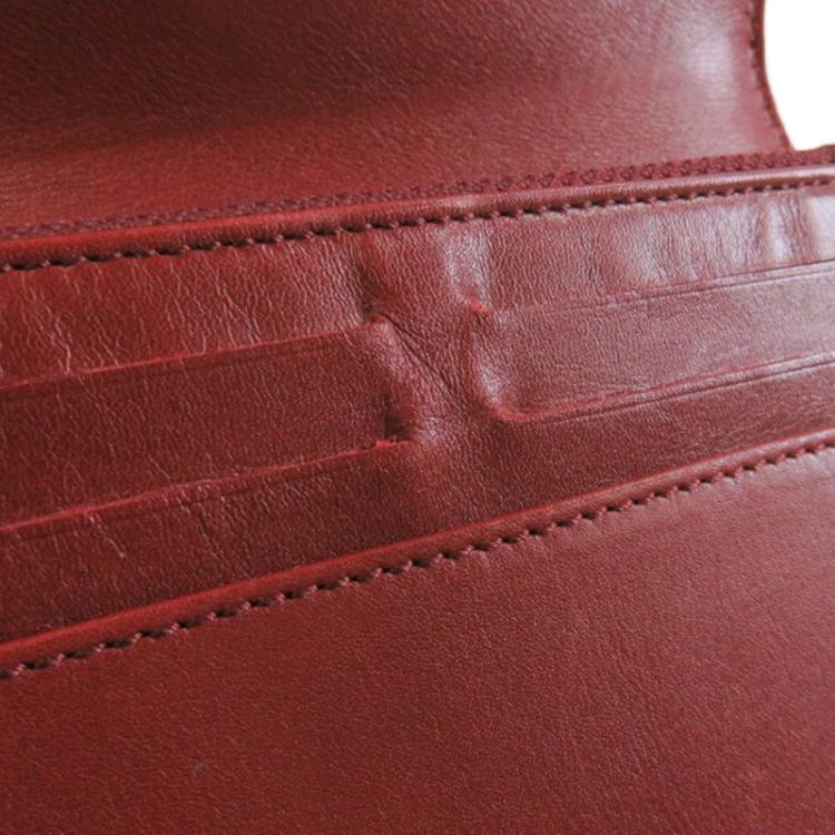 Pre Owned Chanel Burgundy Leather CC Bi-Fold Wallet