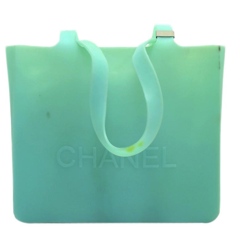 Chanel Turquoise Rubber Shopper Tote Chanel