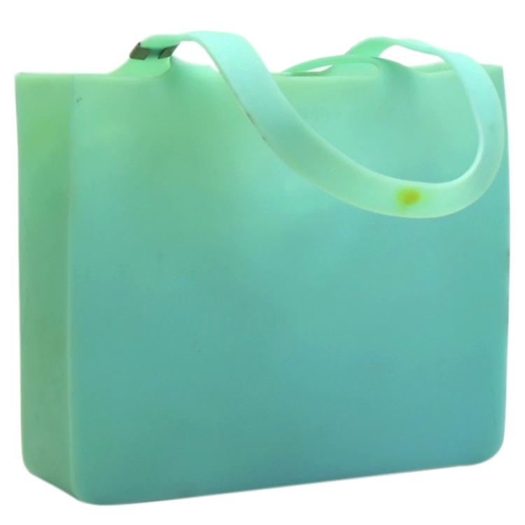 Pre Owned Chanel Turquoise Rubber Shopper Tote