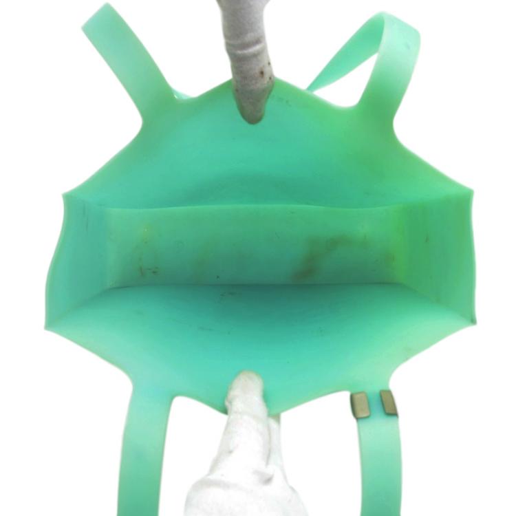 Pre Owned Chanel Turquoise Rubber Shopper Tote