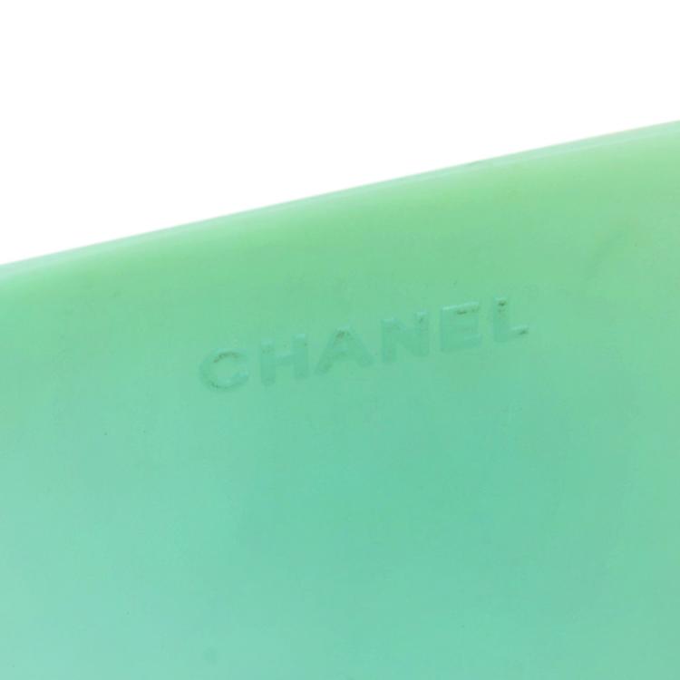 Pre Owned Chanel Turquoise Rubber Shopper Tote
