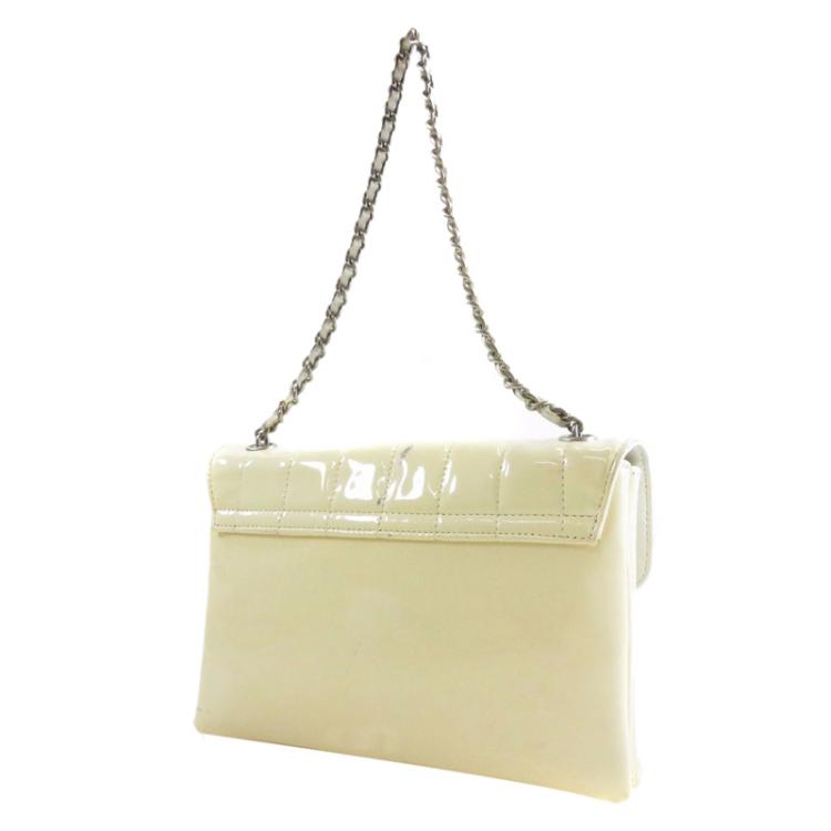 Chanel Cream Square Stitch Patent Leather Shoulder Bag Chanel