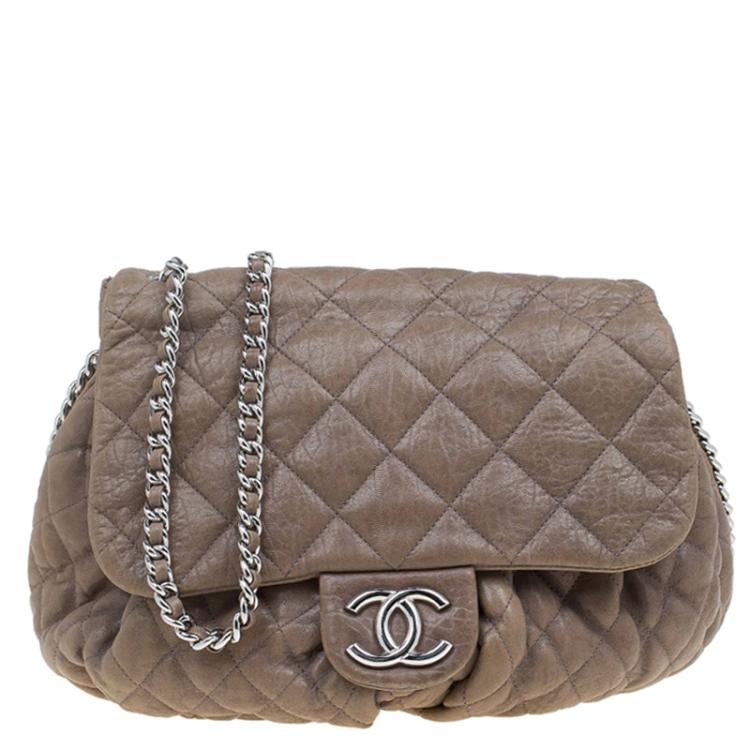 Chanel Red Quilted Washed Lambskin Leather Chain Around Maxi Flap Bag -  Yoogi's Closet