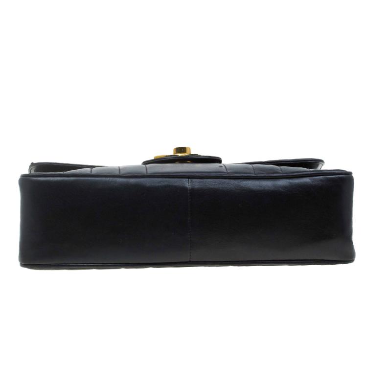 Pre Owned Chanel Black Leather Vintage Maxi Classic Single Flap Bag