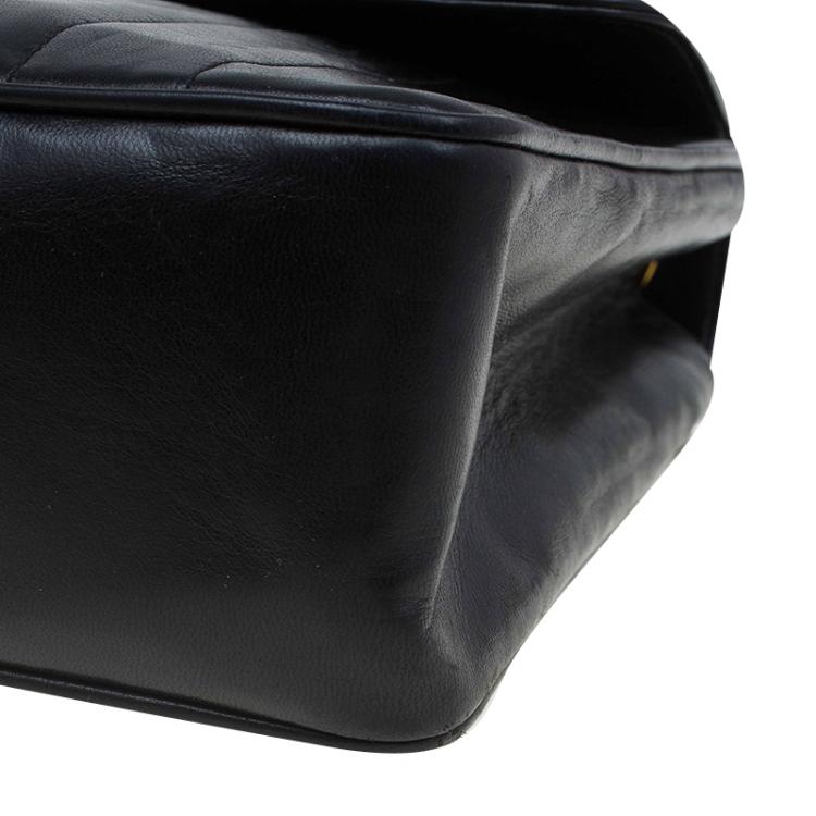 Pre Owned Chanel Black Leather Vintage Maxi Classic Single Flap Bag