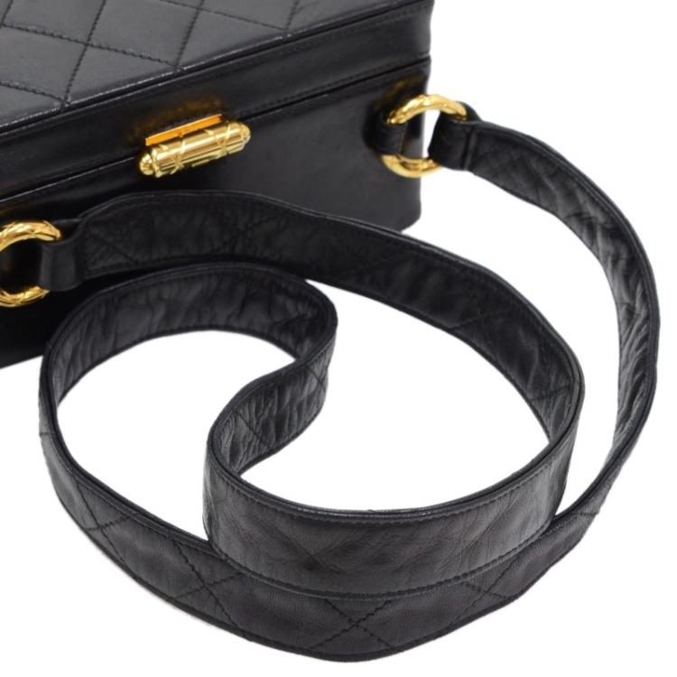 Pre Owned Chanel Black Quilted Lambskin Vintage Box Bag