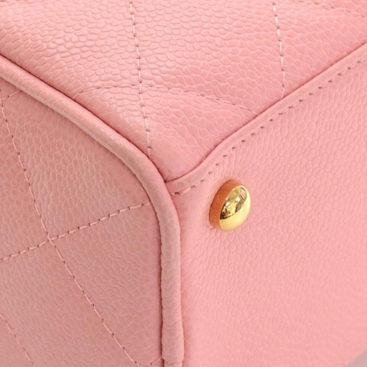Pre Owned Chanel Pink Quilted Caviar Small CC Bowling Bag