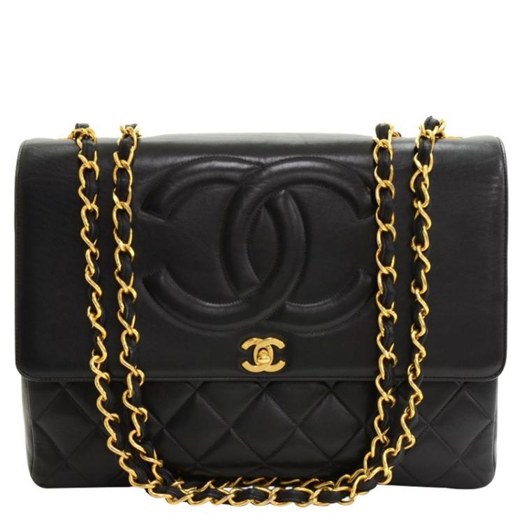 Chanel Vintage Black Lambskin Quilted Maxi Jumbo Flap Bag Chanel | The  Luxury Closet
