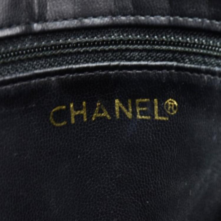 Pre Owned Chanel Black Lambskin Leather Large Flap Shopper Tote