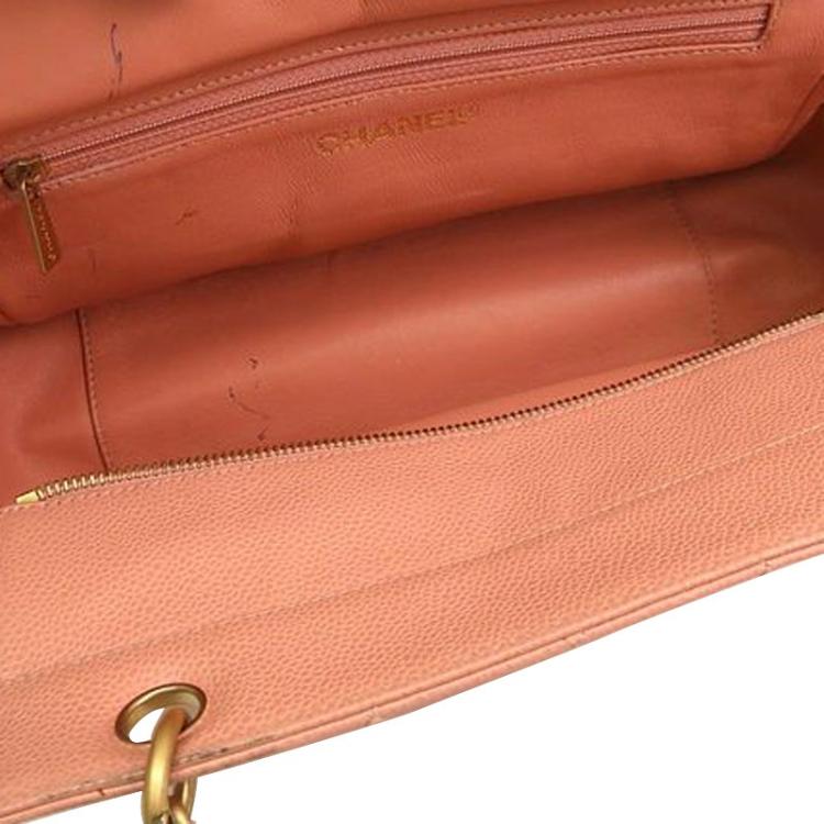 Pre Owned Chanel Pink Quilted Caviar Leather Petite Timeless Shopper Tote