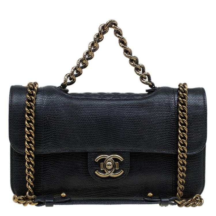 Chanel Black Lizard Skin Medium Perfect Edge Flap Bag Chanel | TLC