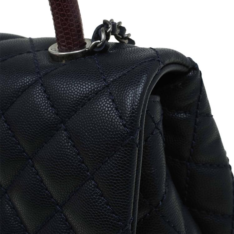 chanel coco handle navy blue