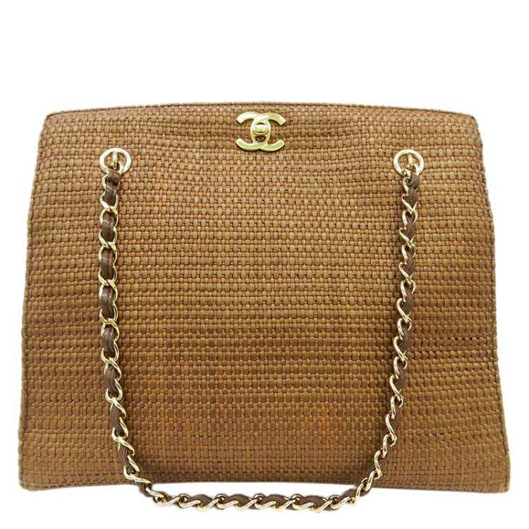 Chanel Beige Woven Leather Raffia Tote Chanel | The Luxury Closet