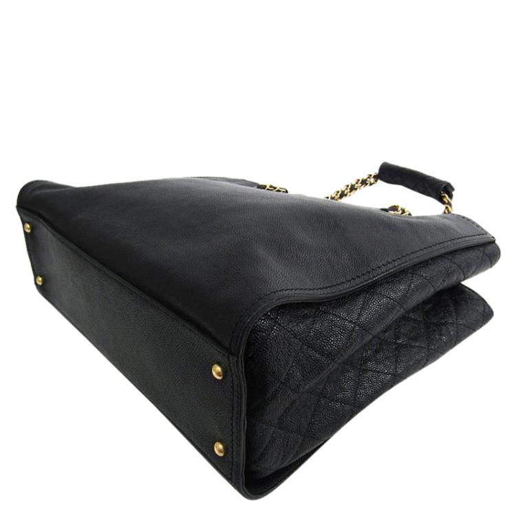 Pre Owned Chanel Black Caviar Leather Reissue Large Shopper Tote