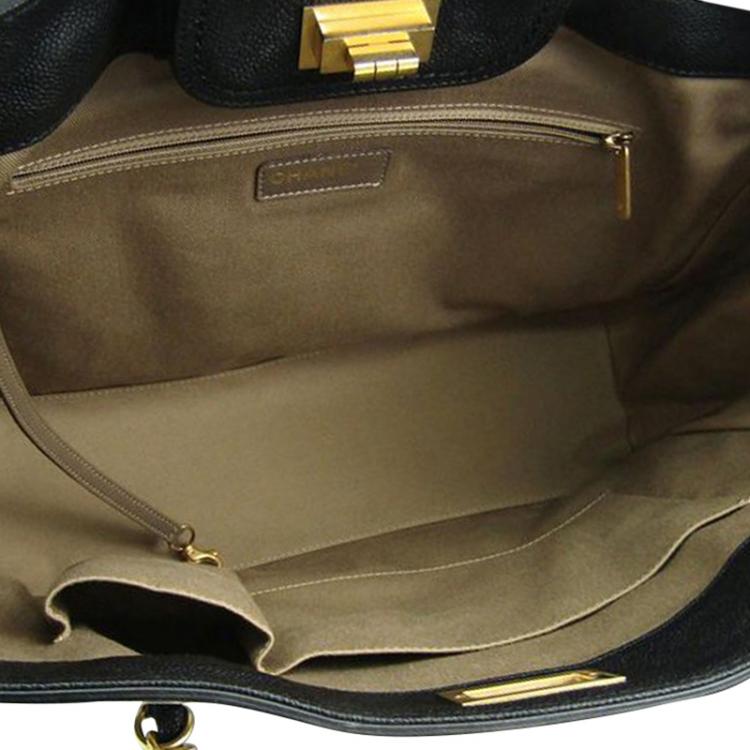 Pre Owned Chanel Black Caviar Leather Reissue Large Shopper Tote