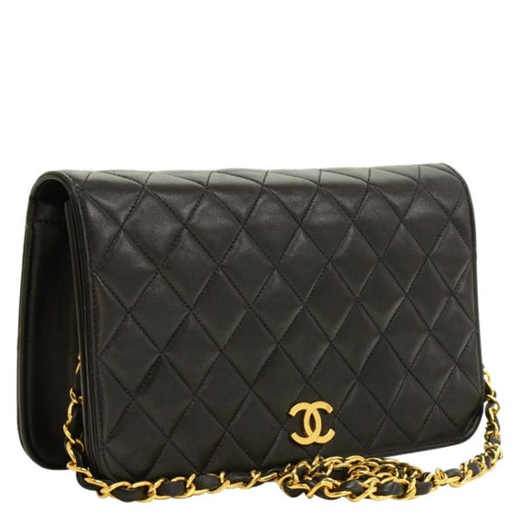 Chanel Black Quilted Lambskin Classic Full Flap Bag Chanel