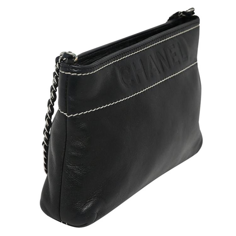 Chanel Black Lambskin LAX Pochette Bag Chanel