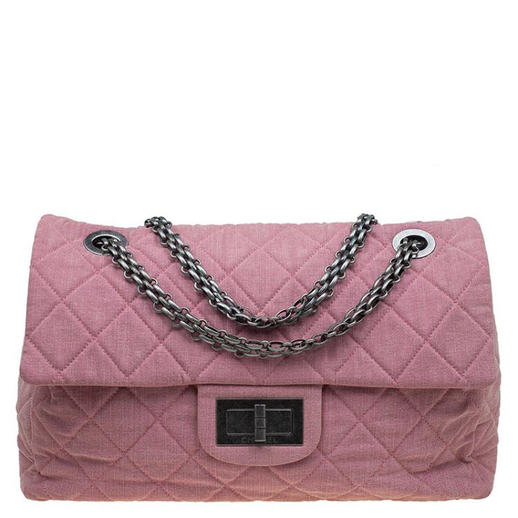CHANEL Calfskin Quilted Small XXL Travel Flap Bag Dark Pink 639169