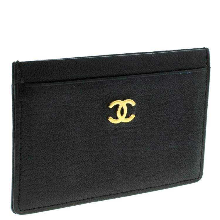 Pre Owned Chanel Black Leather CC Card Holder 