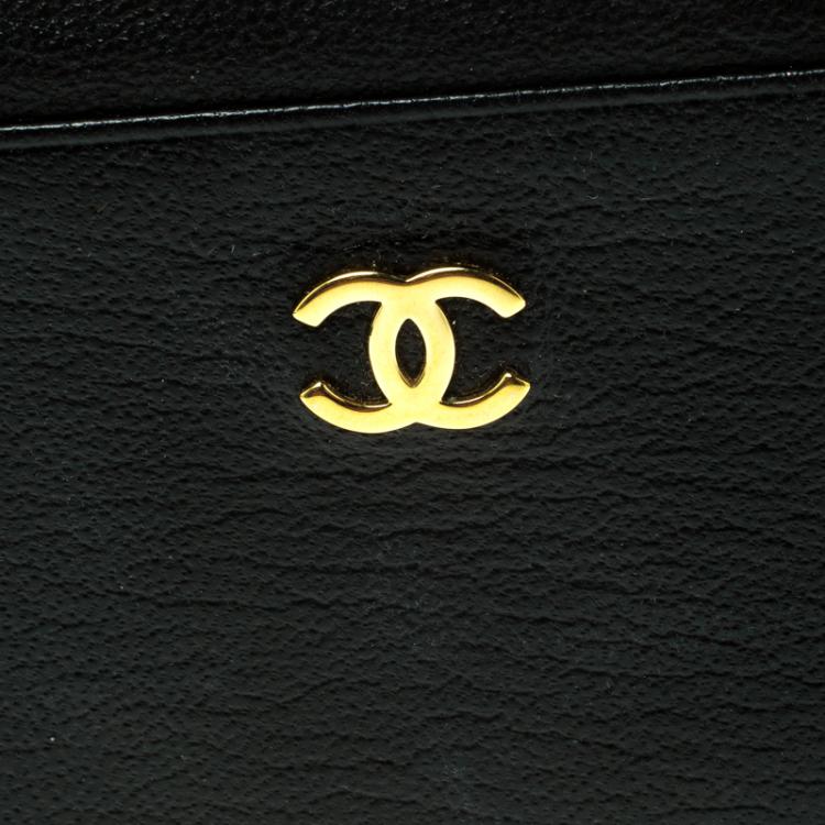 Pre Owned Chanel Black Leather CC Card Holder 