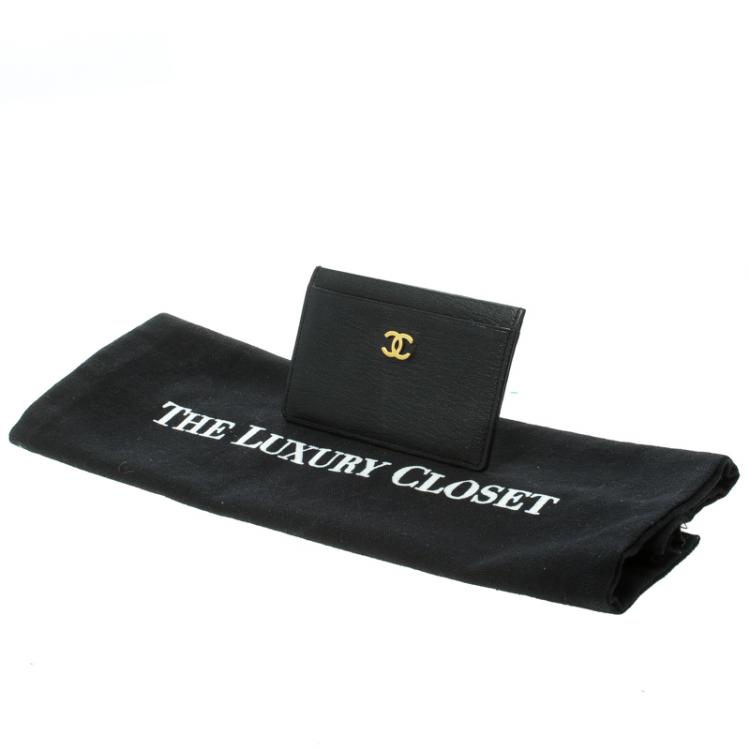 Pre Owned Chanel Black Leather CC Card Holder 