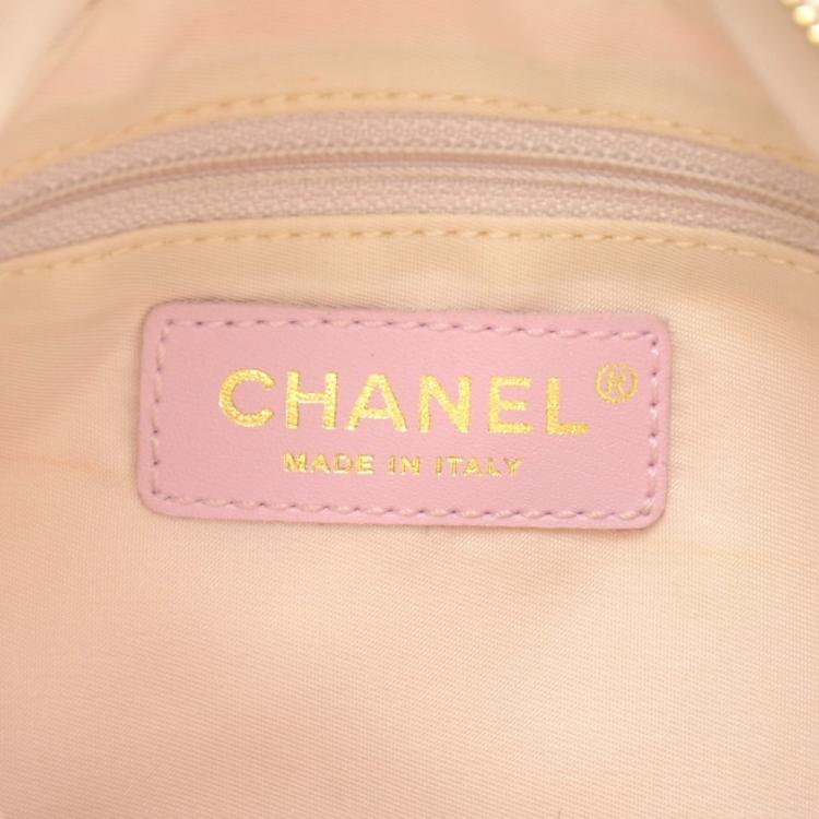 Pre Owned Chanel Pink Nylon Travel Line Hobo